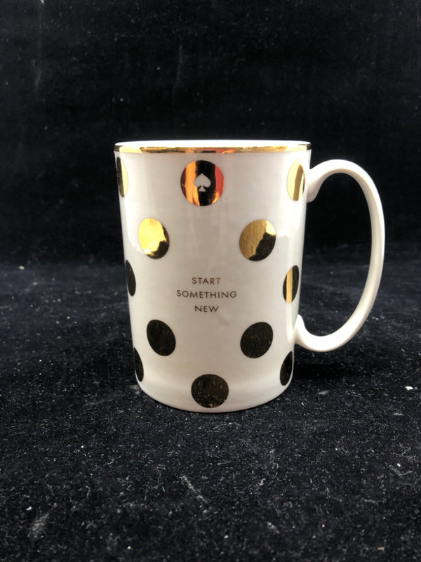 KATE SPADE GOLD DOTS SIMPLY SPARKLING MUG.