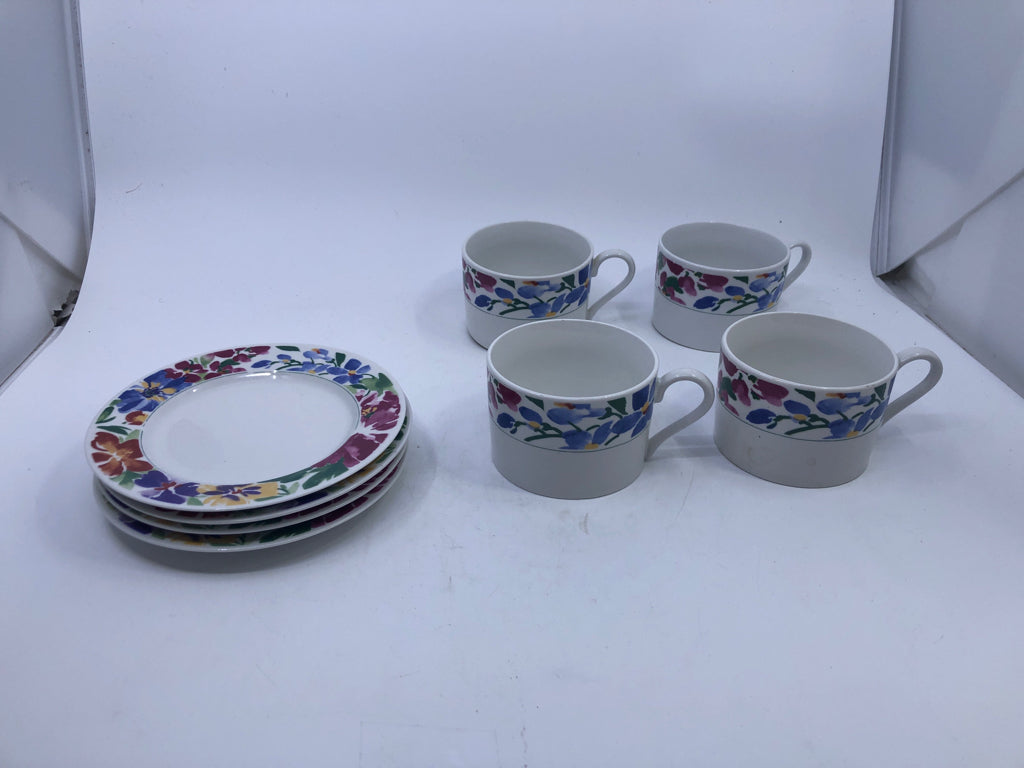 20 PC WHITE & FLORAL DISH SET.