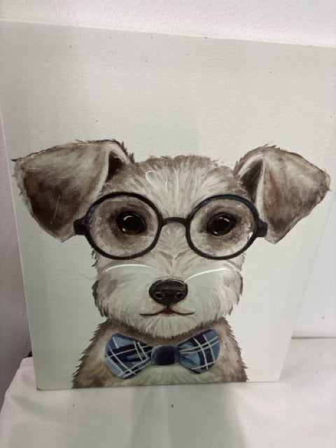 DOG IN GLASSES CANVAS WALL ART.