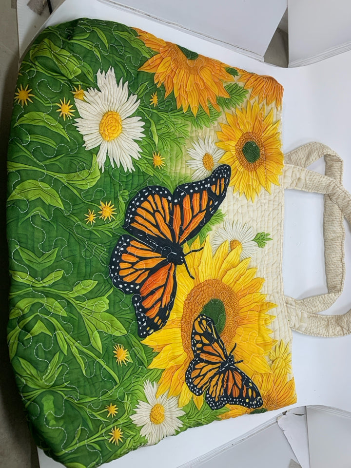 SUNFLOWERS & MONARCH BUTTERFLIES TOTE BAG.