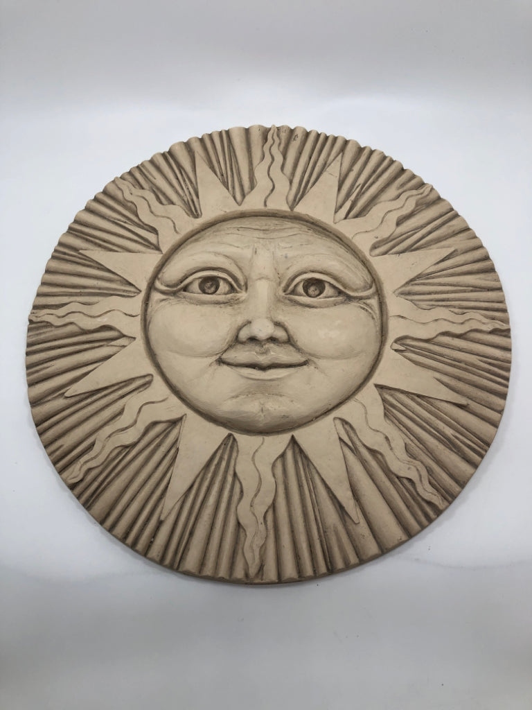 PLASTER SUN WALL PLAQUE.
