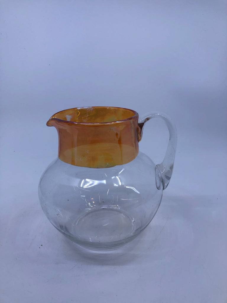 VTG ORANGE RIMMED PITCHER.