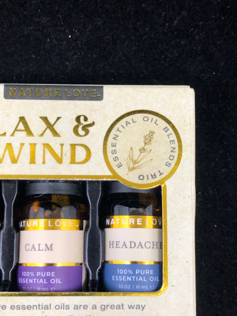 NIB RELAX & UNWIND ESSENTIAL OILS 3 PACK