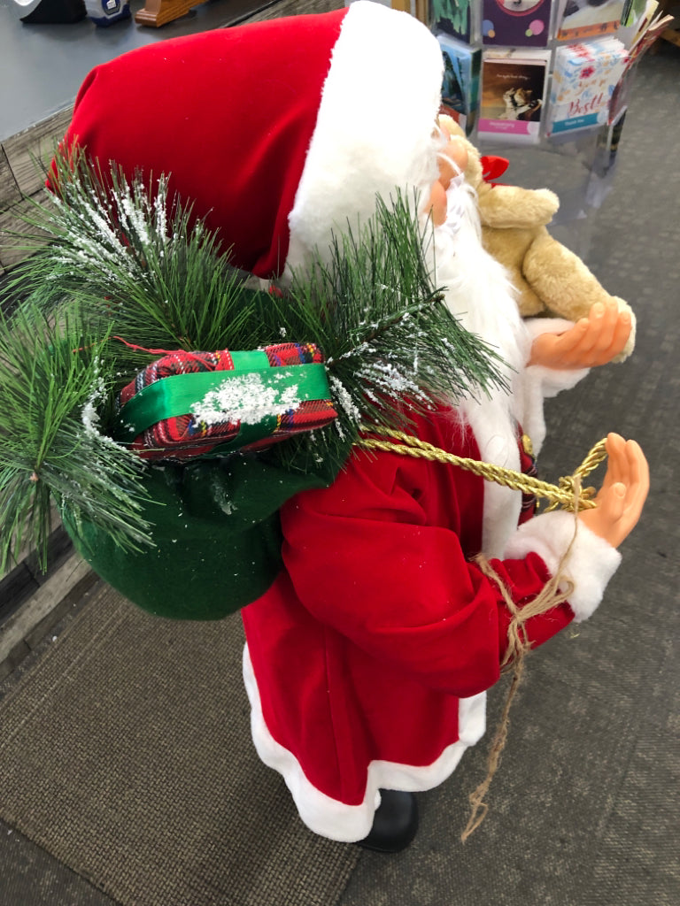 STANDING SANTA DECOR W/TEDDY BEAR.