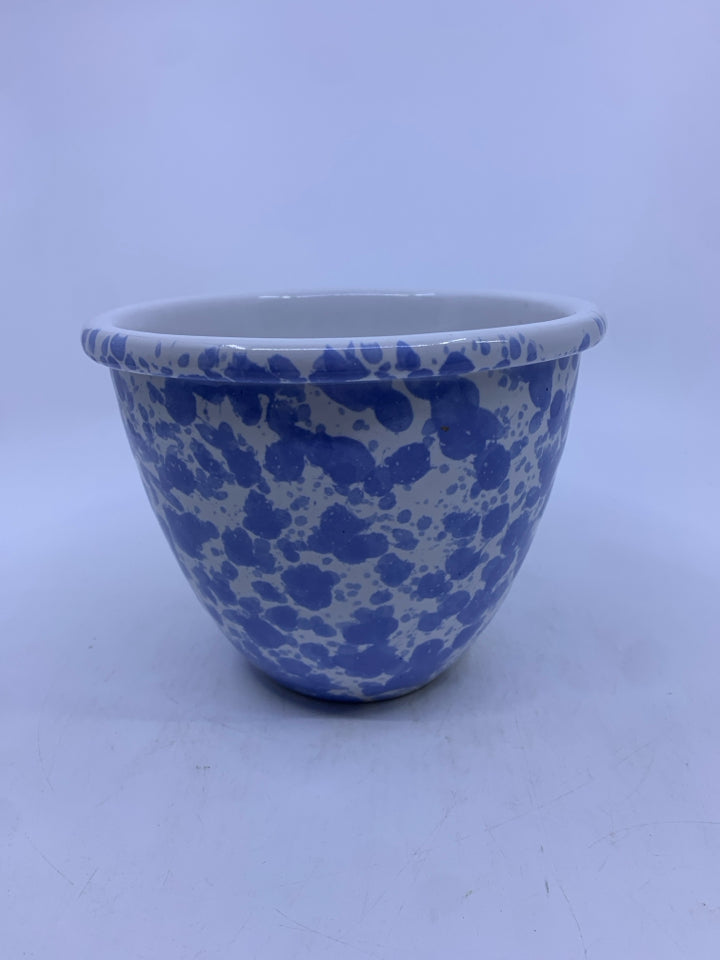 BLUE SPONGE PLANTER VERMONT BENNINGTON POTTERY.