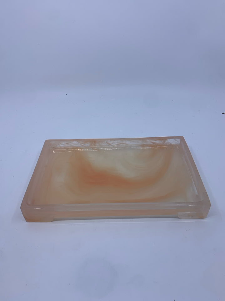 PEACH SWIRL FOOTED TRAY.