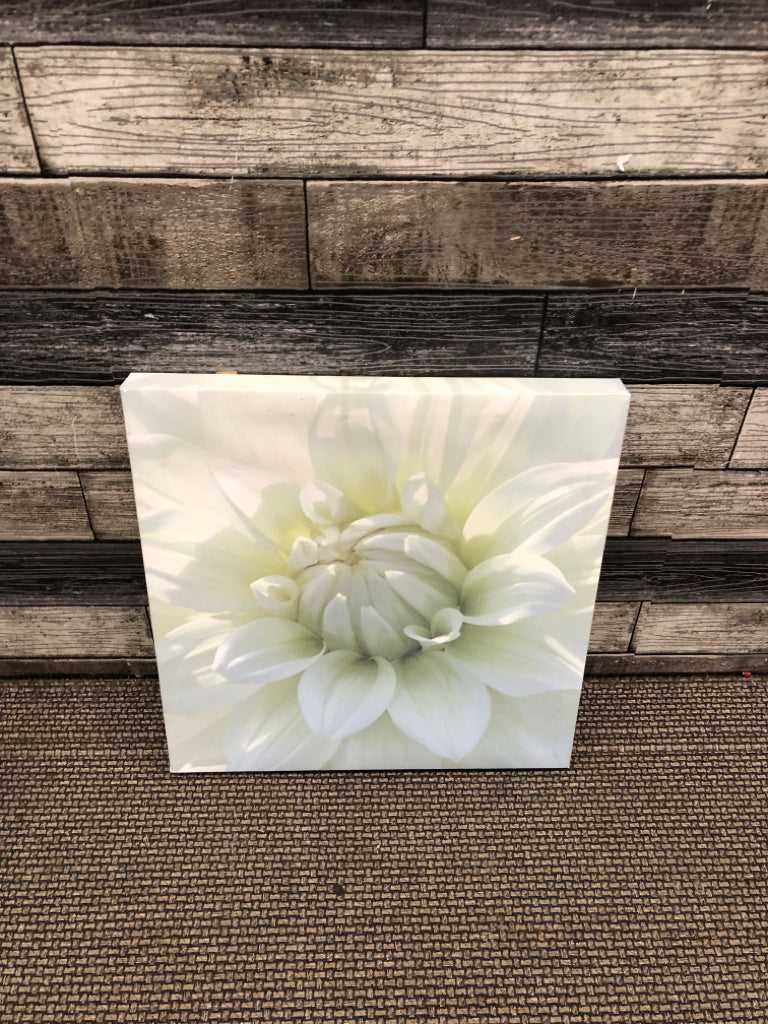 WHITE FLORAL CANVAS WALL ART.