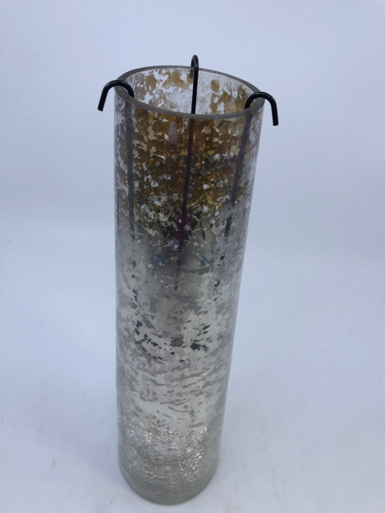 SHORT MERCURY GLASS TEA LIGHT HOLDER.