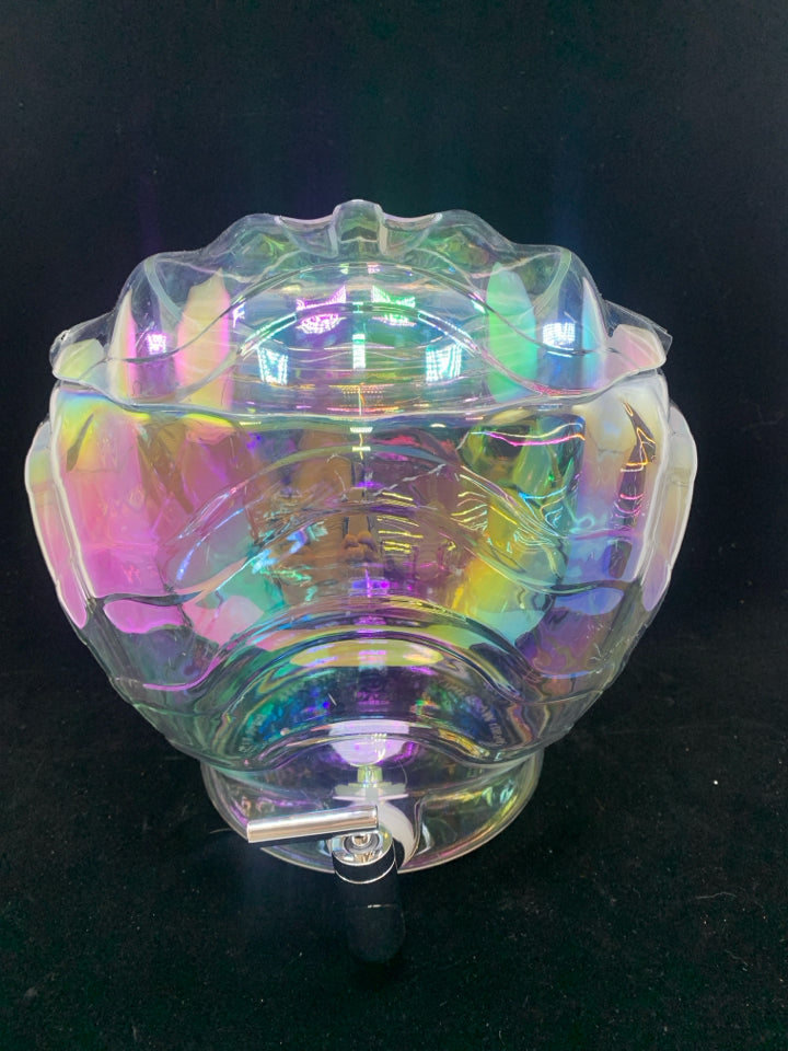 IRIDESCENT PLASTIC SEASHELL DRINK DISPENSER.