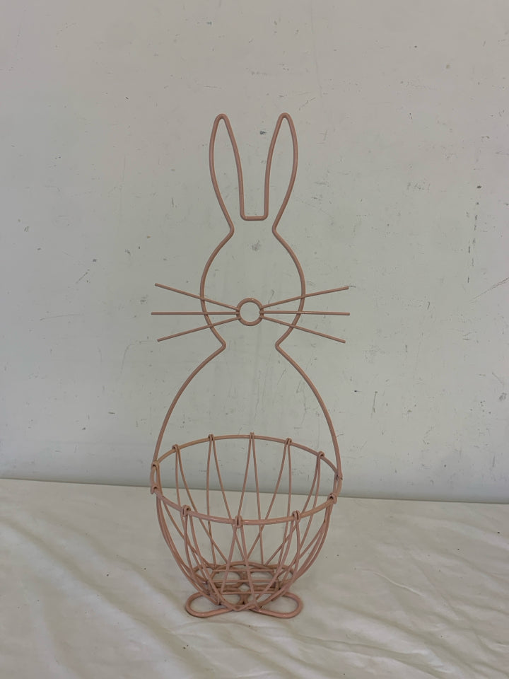 PINK ENAMEL BUNNY BASKET.