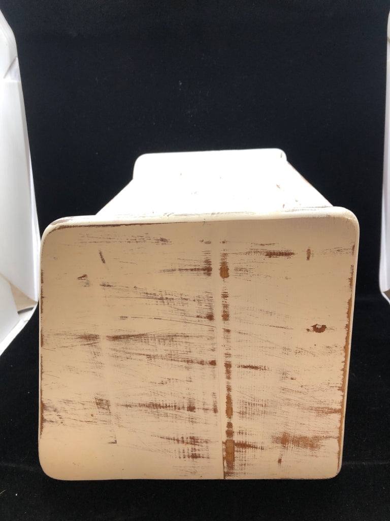 DISTRESSED WHITE BREAD BOX.