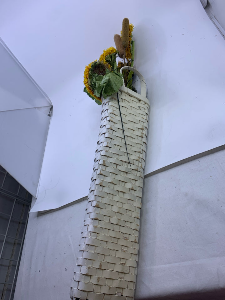 LONG HANGING BASKET W FAUX SUNFLOWER.