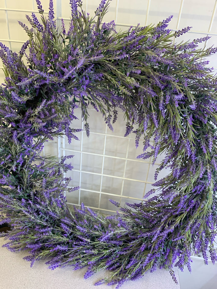 LARGE FAUX LAVENDER WREATH.