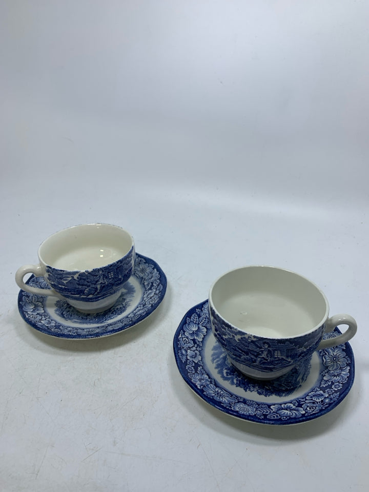 2 VTG LIBERTY BLUE CUP + SAUCERS