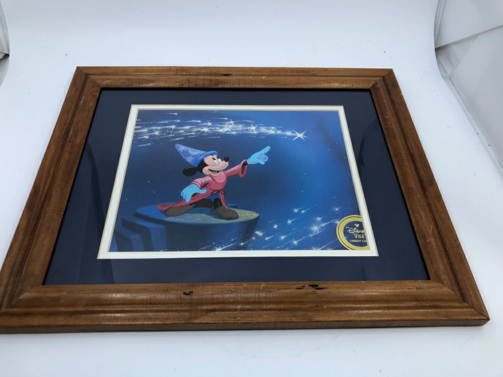 MICKEY FANTASIA PRINT IN WOOD FRAME.