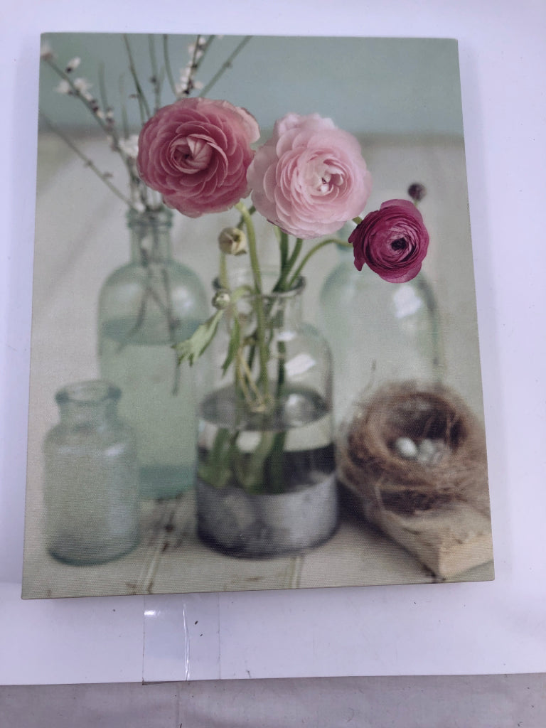 ROSE IN JARS CANVAS WALL ART.