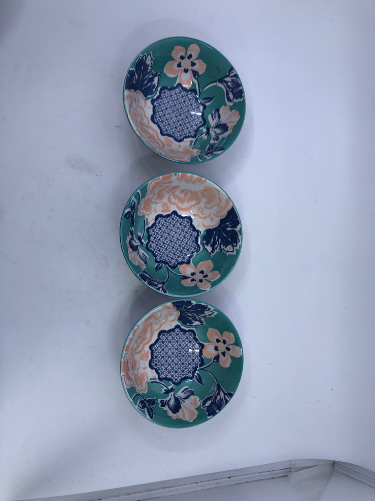 3 PINK FLOWERS RICE BOWLS