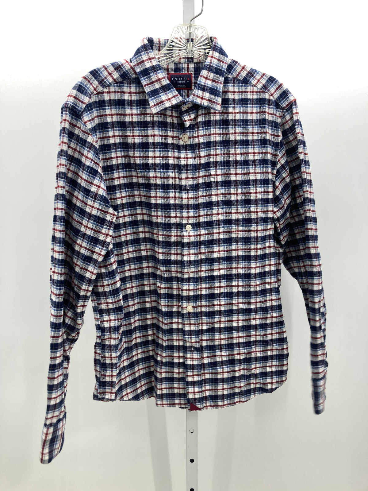 RED WHITE PLAID BTN DOWN