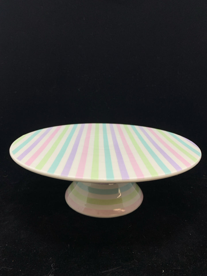 PASTEL STRIPE CERAMIC CAKE STAND.