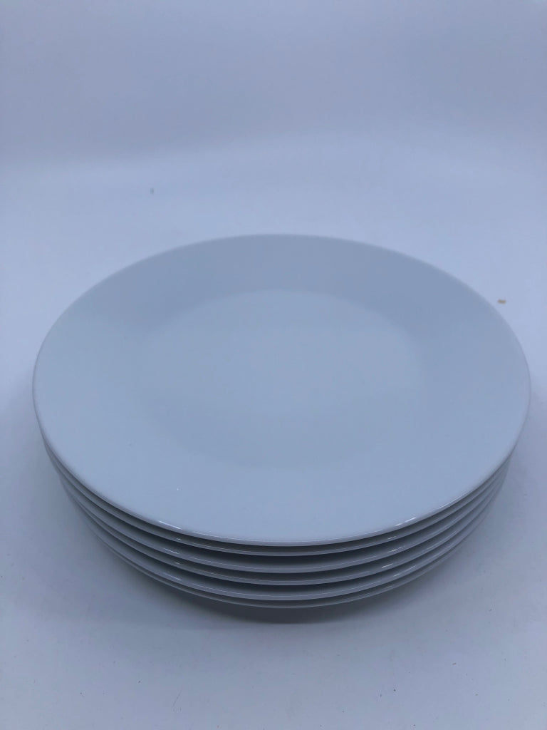 6 WHITE SNACK PLATES.