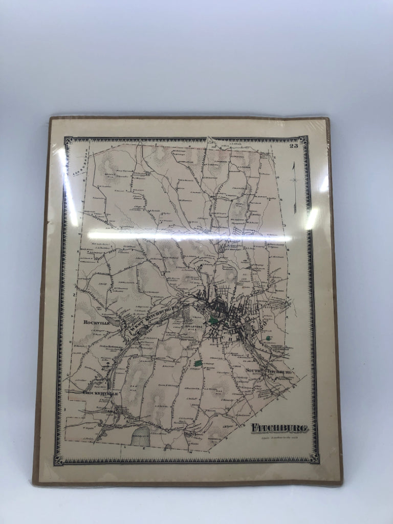 UNFRAMED VINTAGE MAP OF FITCHBURG.