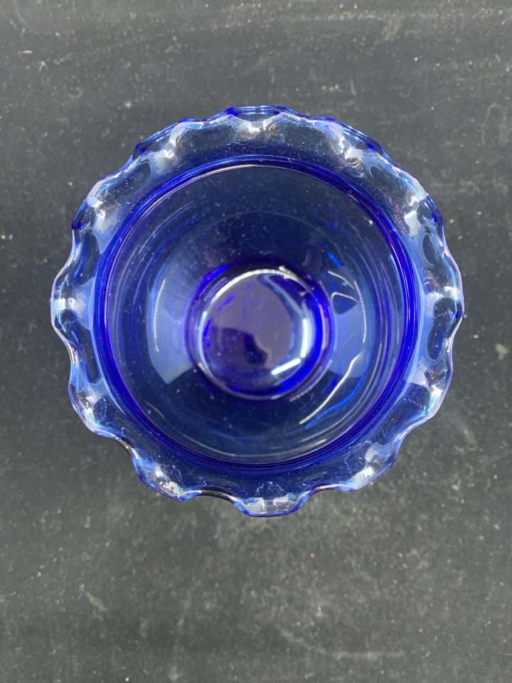 BLUE VASE W WAVY EDGE.