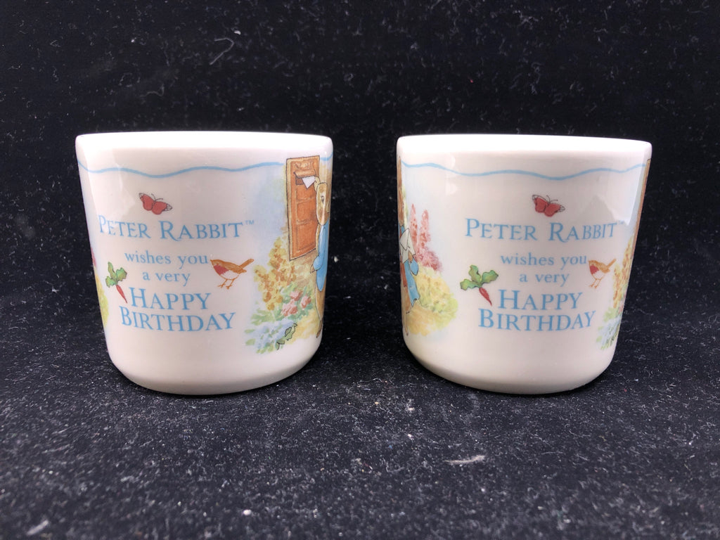 2 PETER RABBIT HAPPY BIRTHDAY MUGS -WEDGWOOD.