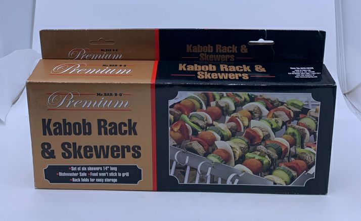 NIB KABOB RACK & SKEWERS SET.