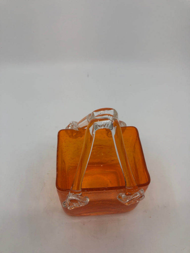 ORANGE BLOWN GLASS PURSE DECOR.