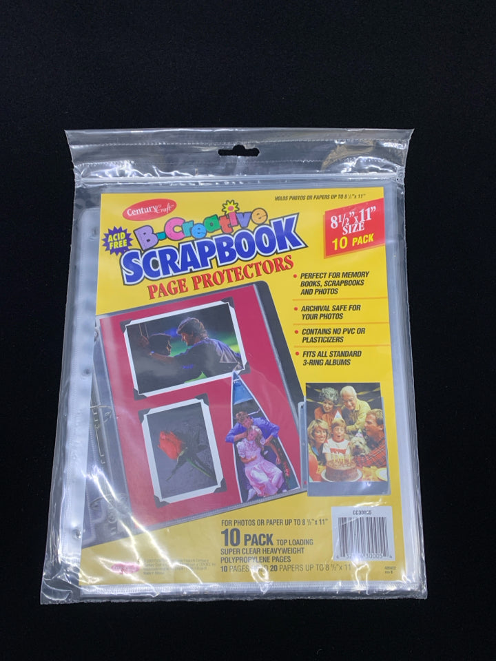 NIP SCRAPBOOK PAGE PROTECTORS 8,5 X 11, 3 RING.