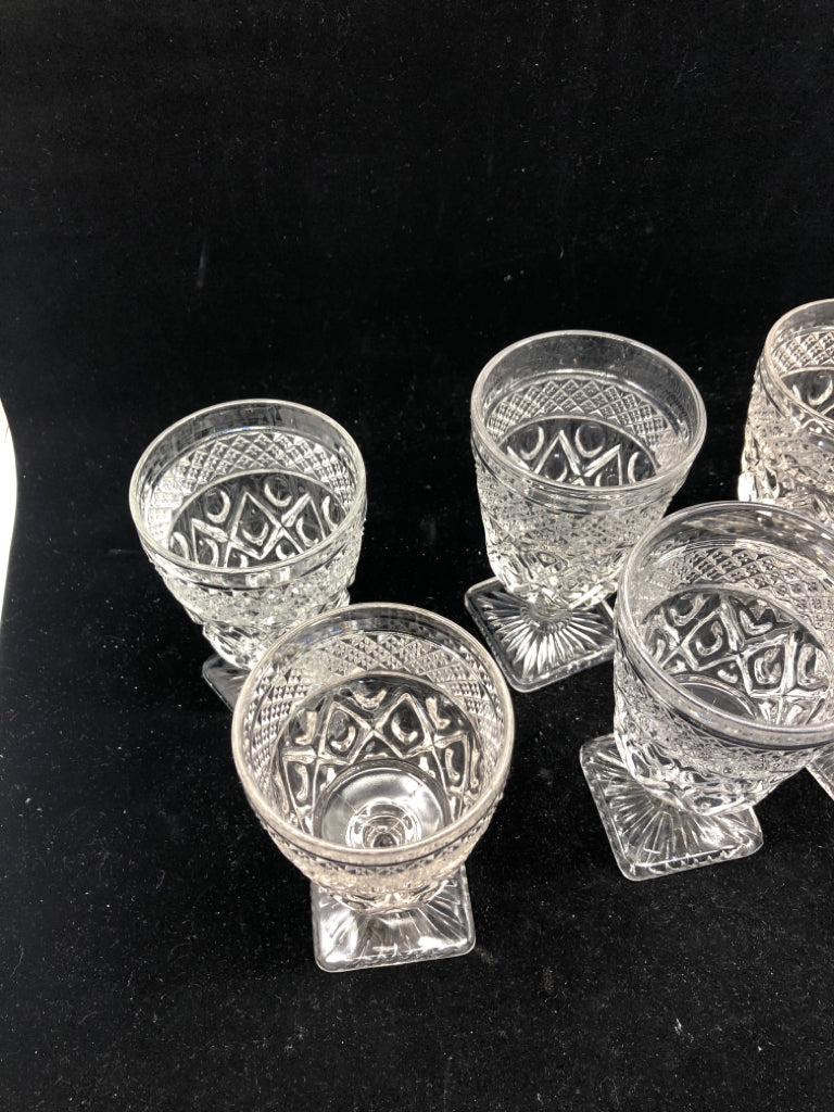 8 CUT GLASS WATER GOBLETS.