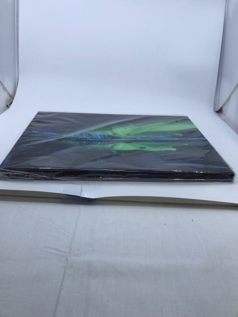 NORTHERN LIGHTS BEHIND MOUNTAIN CANVAS ART.