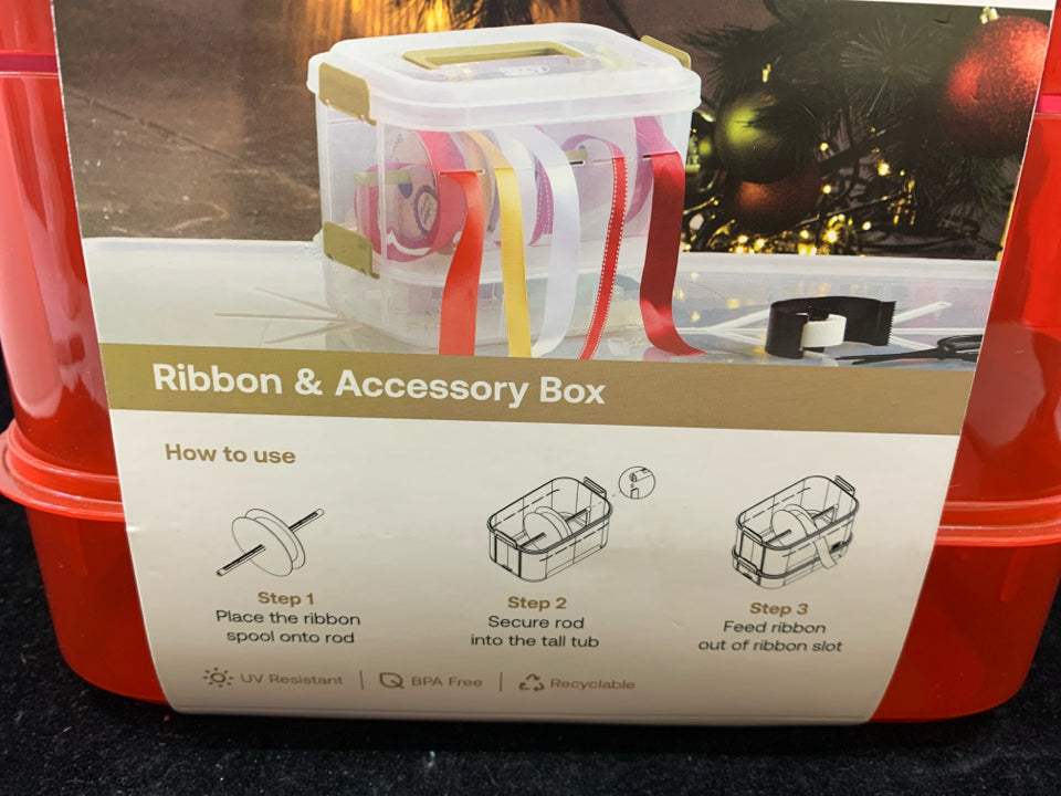 NIP RIBBON & ACCESSORY RED PLASTIC STORAGE.