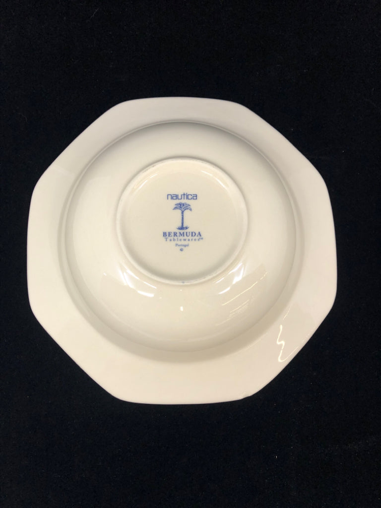 NAUTICA CREAM SERVING BOWL W/EMBOSSED WOVEN PATTERN.