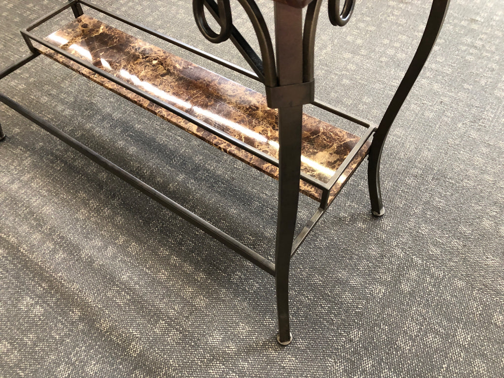 3PC FAUX GRANITE TOP BAR/ISLAND W STORAGE AND 2 STOOLS.