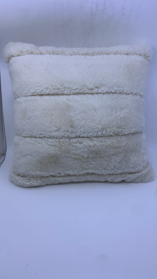 CREAM FURRY ONE SIDED PILLOW.