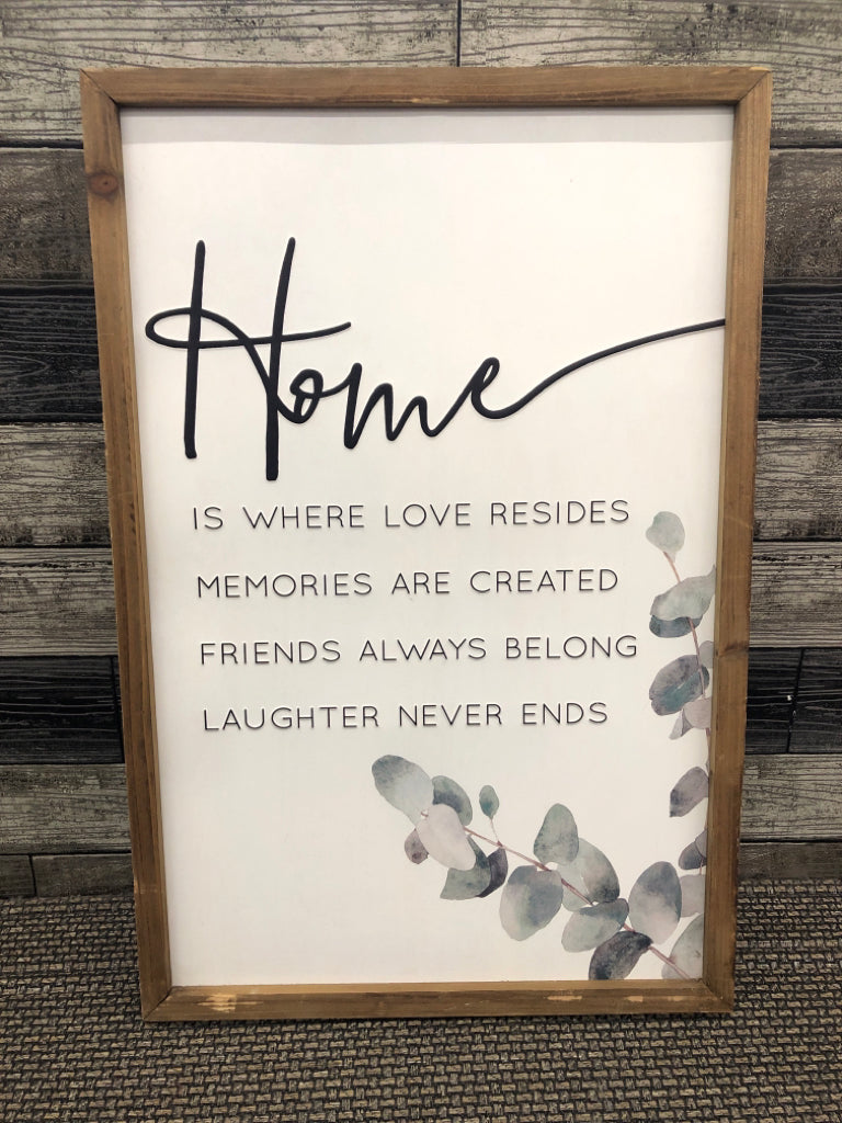 "HOME WHERE LOVE RESIDES" WALL HANGING.