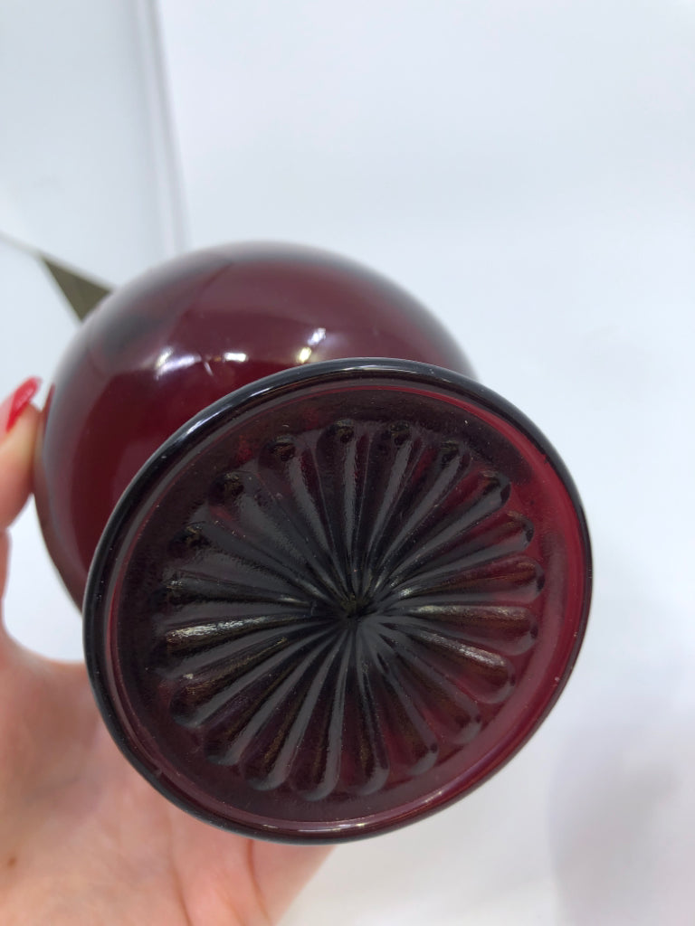 2 CRANBERRY DESSERT DISHES W/ FEET.