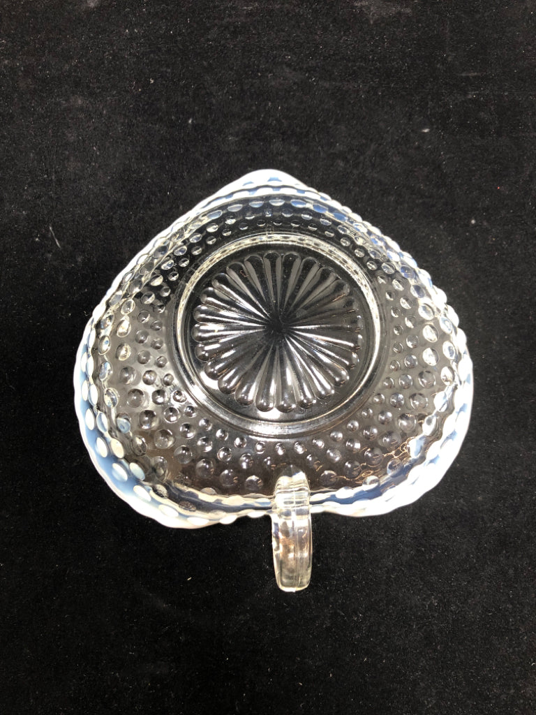 VTG HOBNAIL GLASS DISH W/HANDLE.