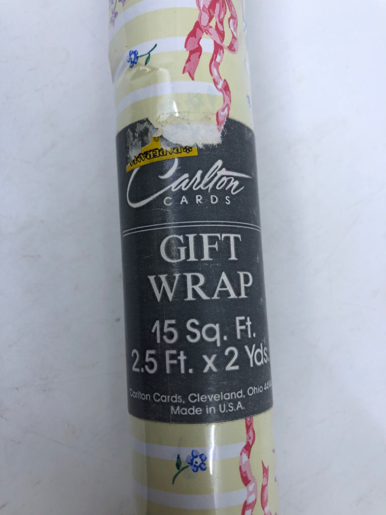 NIP YELLOW FLORAL WRAPPING PAPER.