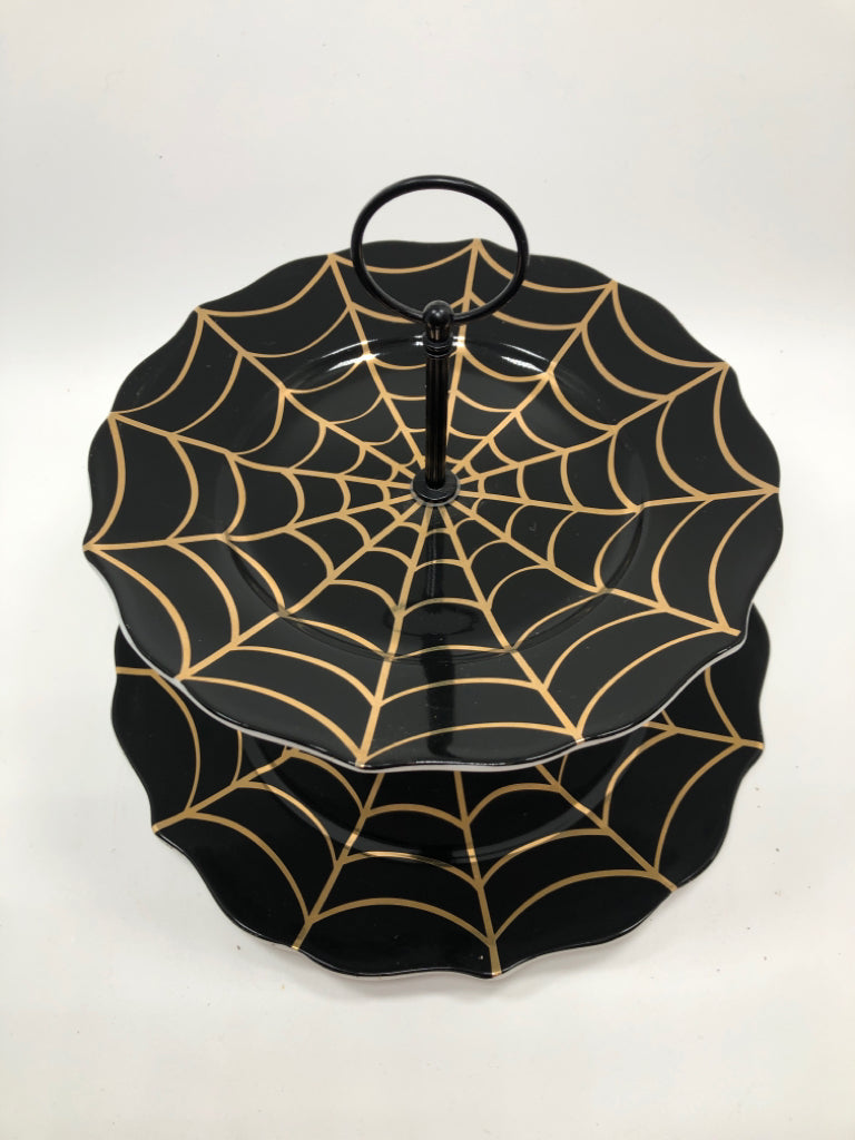 2 TIER SPIDER WEB DESSERT STAND.