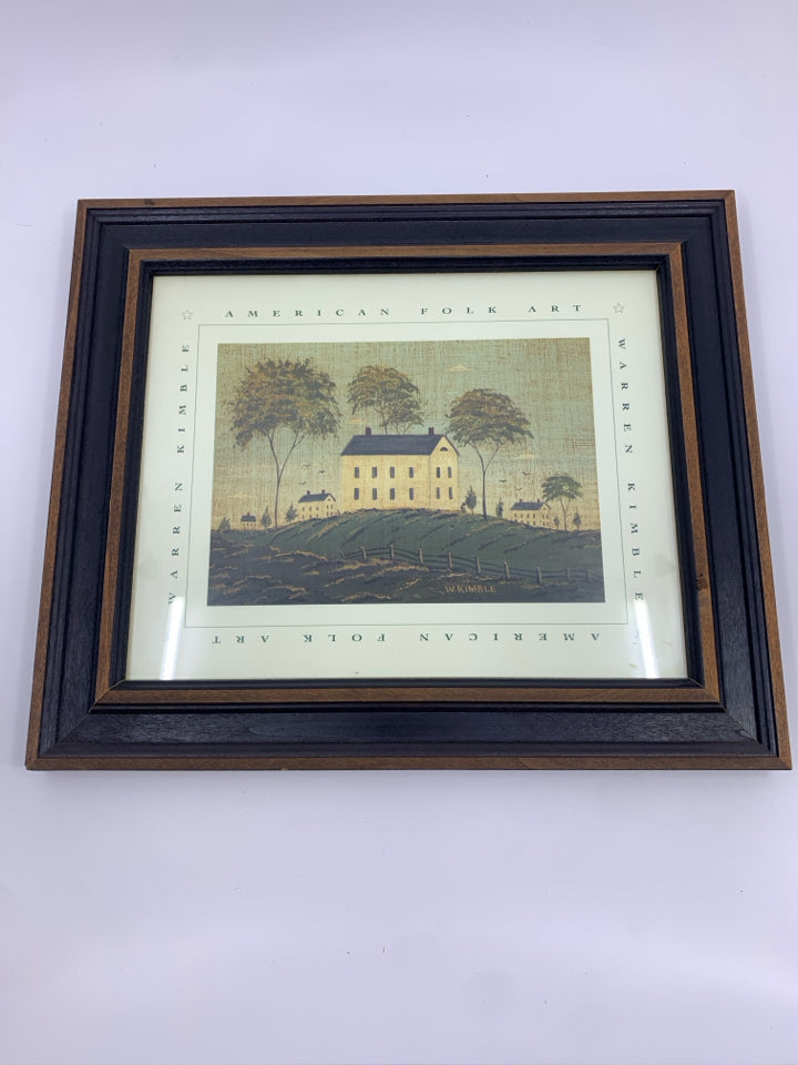 CREAM FARMHOUSE WARREN KIMBLE WALL ART IN BLACK FRAME.