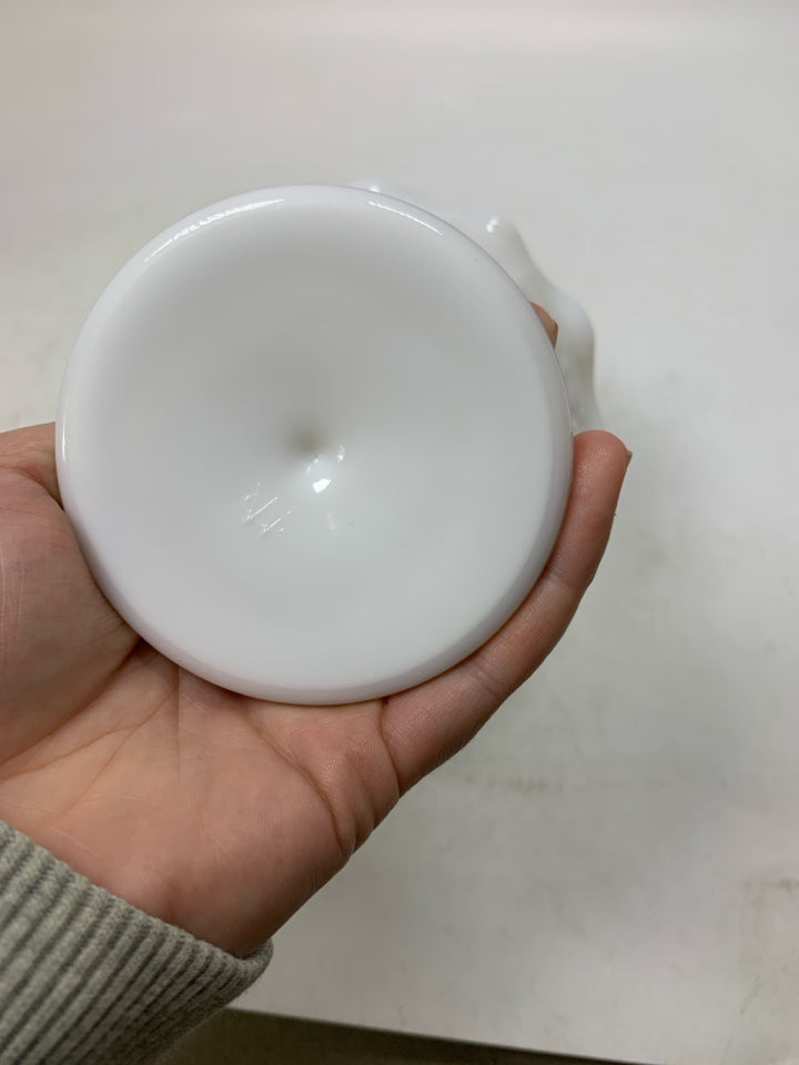 SMALL PEDESTAL BOWL EMBOSSED GRAPES RUFFLED EDGE.