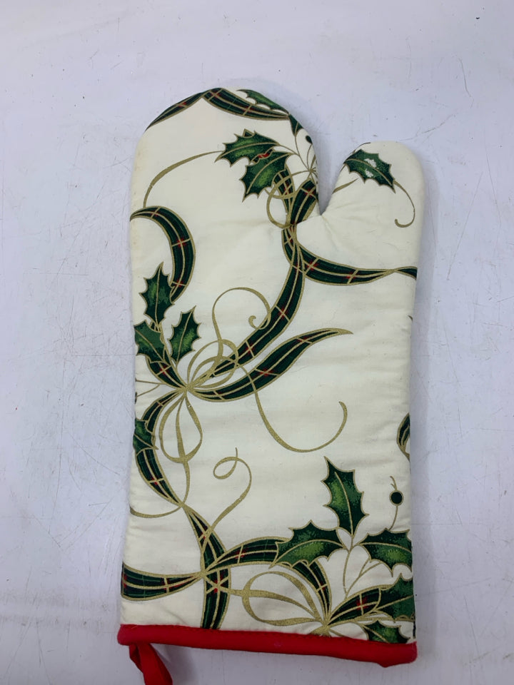 OVEN MIT W/ LEAVES/RIBBON.