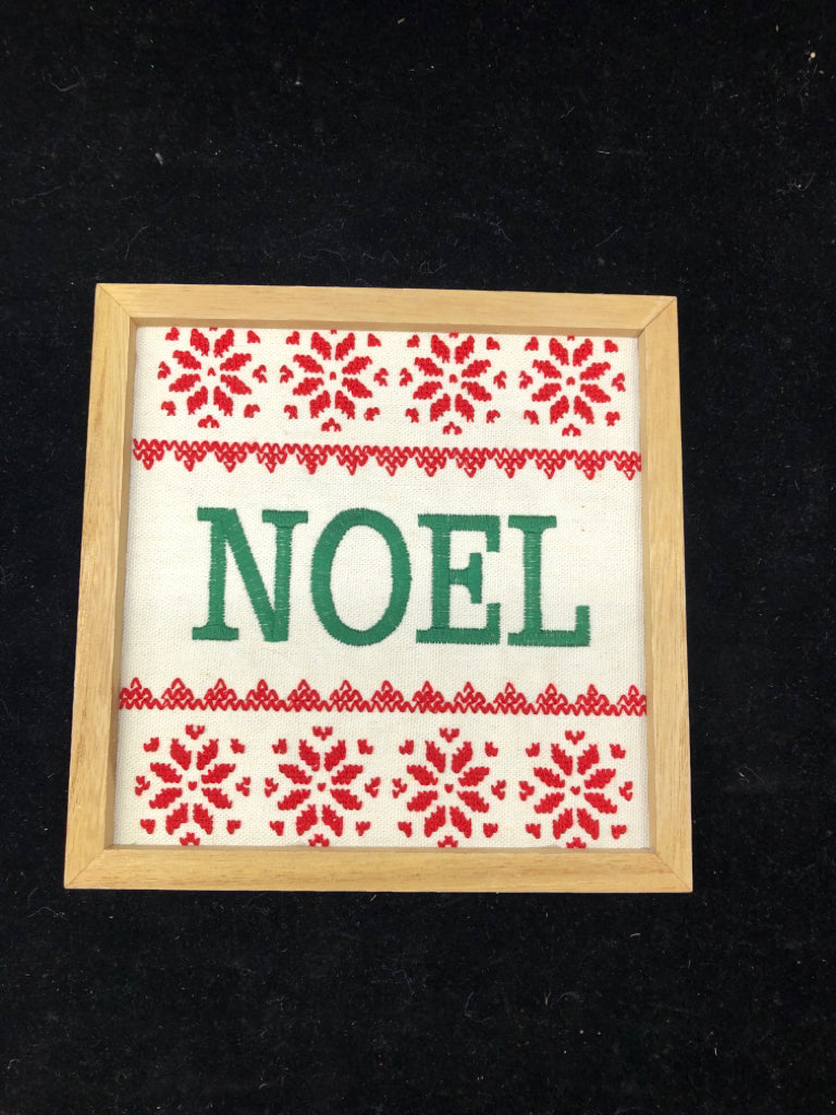 EMBROIDERED NOEL SQUARE WALL DECOR.