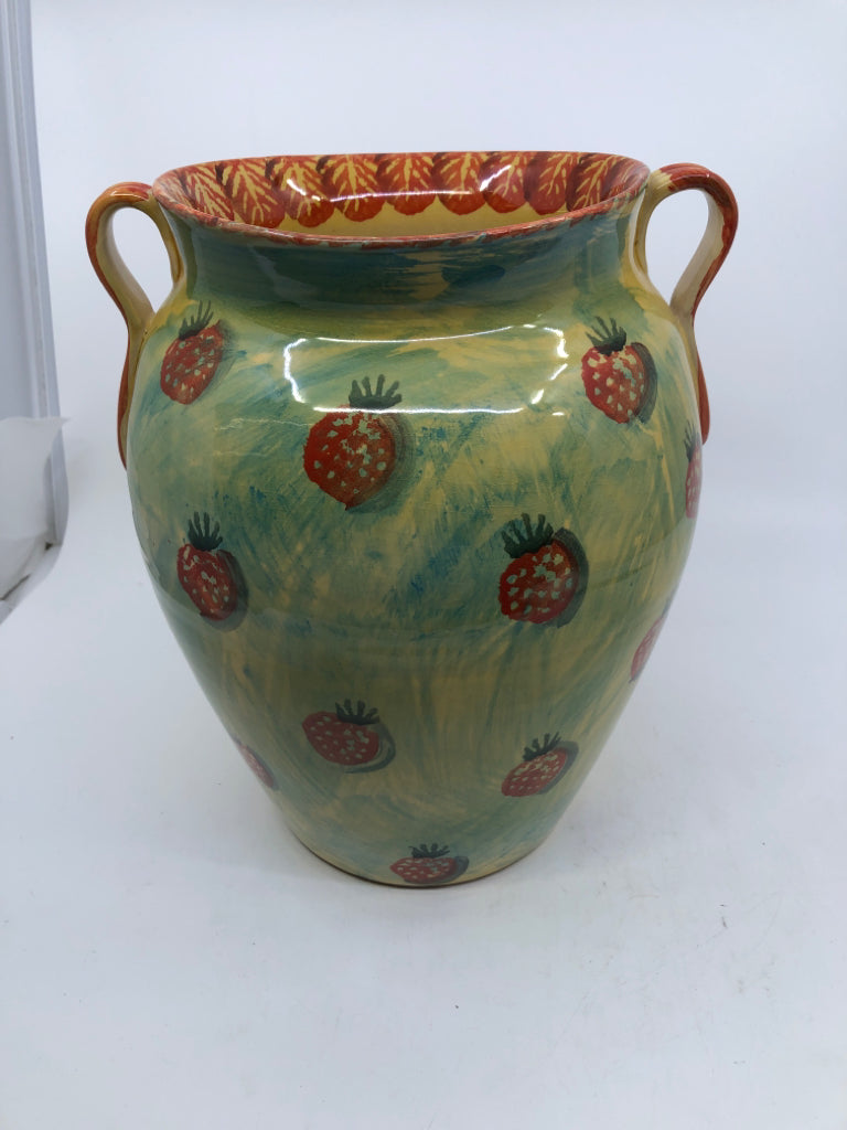 HAND PAINTED FLOWER URN- ITALY.