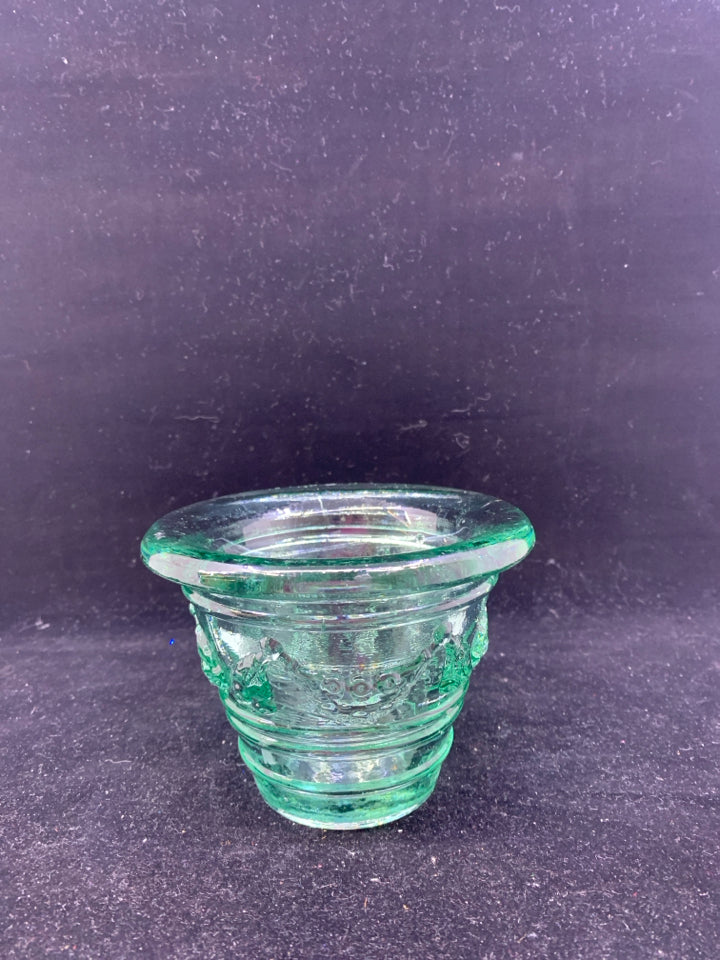 HEAVY THICK GREEN GLASS TINTED BOWL.