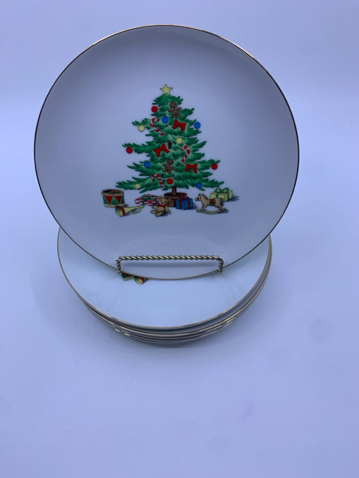 6 HOLIDAY HOSTESS CHRISTMAS TREE LUNCH PLATES.