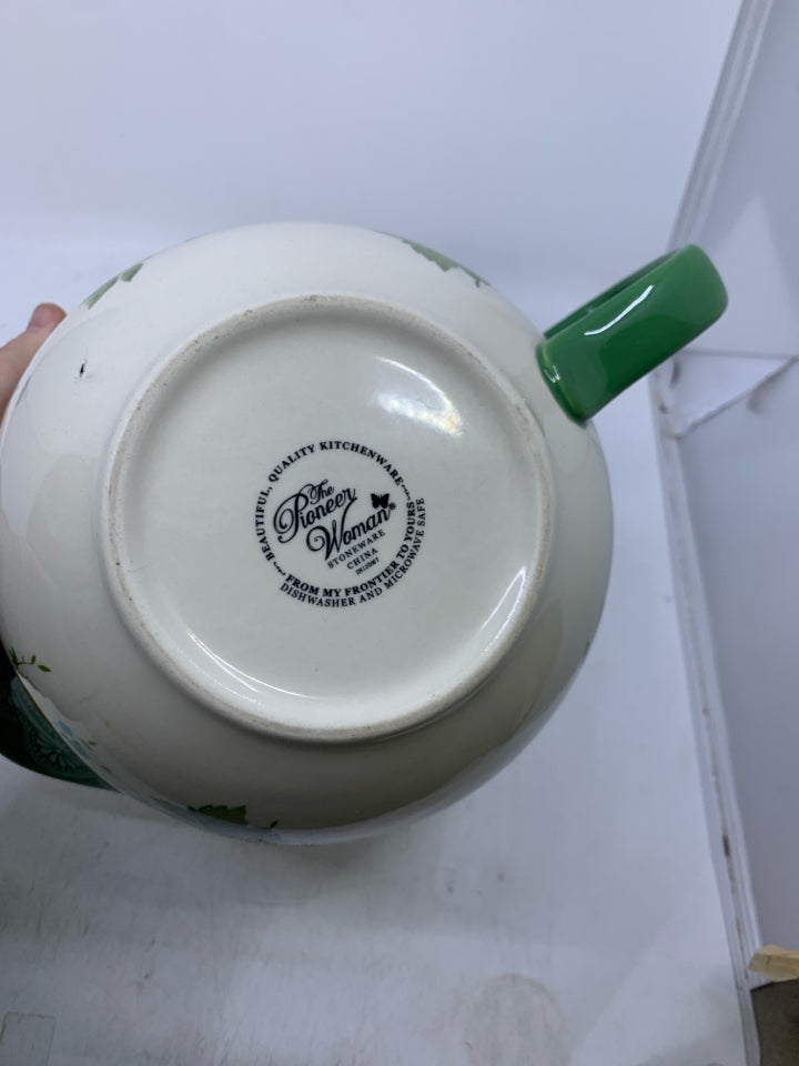 CERAMIC BATTER BOWL W/ YELLOW BLUE FLOWERS.