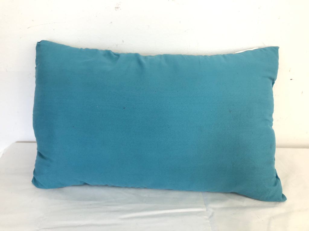 SMALL TEAL RECTANGLE PILLOW.